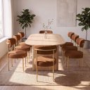 Ver imagem 1 de Cadeira Sala de Jantar Margara Kit 8 Base Aço Dourado Bouclê D03 - D'Rossi
