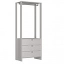 Ver imagem 3 de Closet Modulado 2 Peças 2 Cabideiros e 6 Gavetas Yes Branco/Marrom