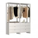 Ver imagem 1 de Closet Modulado 2 Peças 2 Cabideiros e 6 Gavetas Yes Branco/Marrom
