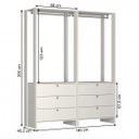 Ver imagem 2 de Closet Modulado 2 Peças 2 Cabideiros e 6 Gavetas Yes Branco/Marrom