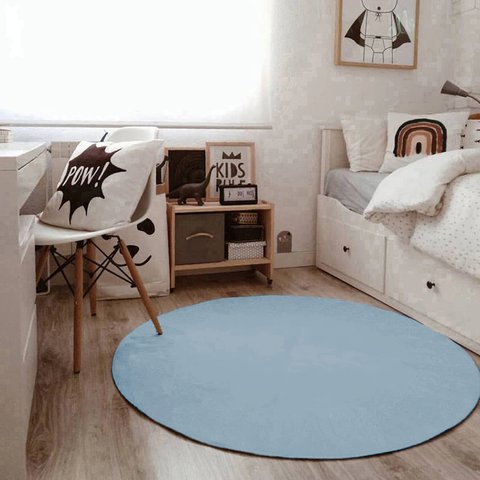 Tapete Boho Redondo Ø140cm Azul Bebe - Antiderrapante