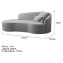 Ver imagem 6 de Divã Recamier Curvo Sala de Estar Inglaterra Lado Esquerdo 150cm Bouclé Cinza - Incasa Decor