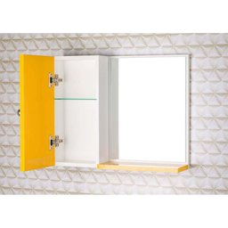 Gabinete para Banheiro Amarelo com Cuba Branca e Armário com Espelho - 2