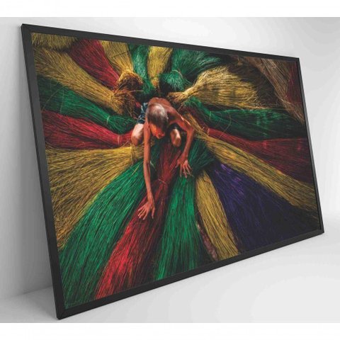 Quadro Artesão Secando Tapetes Tradicionais Medidas 120x80 Cm Impressão Adesivo Fotográfico