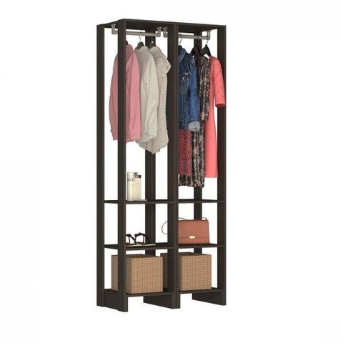 Guarda-Roupa Modulado Closet 2 Peças 2 Cabideiros e 6 Nichos Yes Preto