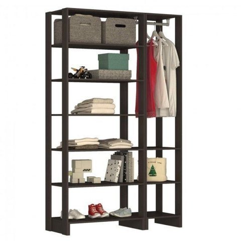 Guarda-Roupa Modulado Closet 2 Peças com 1 Cabideiro e 9 Nichos Yes Preto