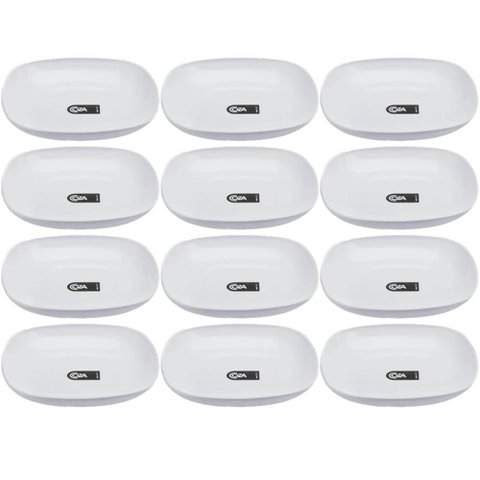 Kit 12 Pratos Brancos Quadrados 17cm Coza Plástico Bandeja Essential Bar Restaurante