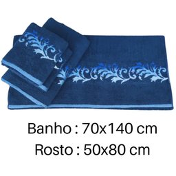 Jogo de Toalha Banho e Rosto Eda 2 peças Azul - 2