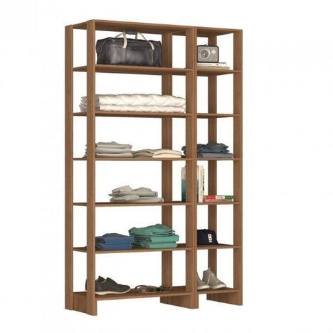 Guarda-Roupa Modulado Closet 2 Peças com 12 Nichos Yes Marrom