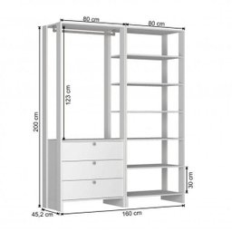 Closet Modulado 2 Peças com 1 Cabideiro 3 Gavetas Yes - 4 Closet Modulado 2 Peças com 1 Cabideiro 3 Gavetas Yes - 4