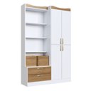 Ver imagem 2 de Guarda-Roupa Infantil com 4 Portas e 2 Gavetas ROUP001 Branco/Mel