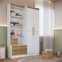 Ver imagem 1 de Guarda-Roupa Infantil com 4 Portas e 2 Gavetas ROUP001 Branco/Mel