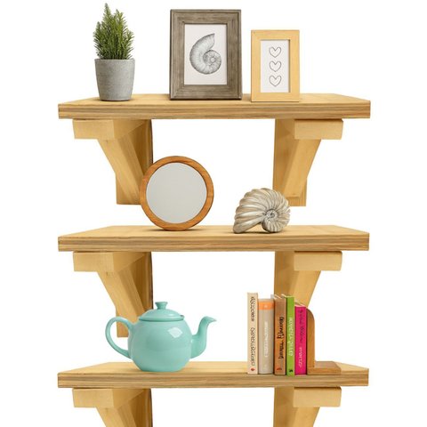 Kit 3 Prateleiras Multiuso 28x14cm + Mão Francesa Madeira