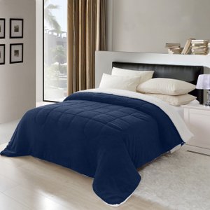 Coberdrom Manta E Sherpa Edredom Felpudo Queen Grosso:azul