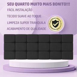 Cabeceira Pendente Cama Box Queen Luna 160 cm - Preto - 4 Cabeceira Pendente Cama Box Queen Luna 160 cm - Preto - 4