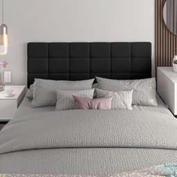 Cabeceira Pendente Cama Box Queen Luna 160 cm - Preto - 5 Cabeceira Pendente Cama Box Queen Luna 160 cm - Preto - 5