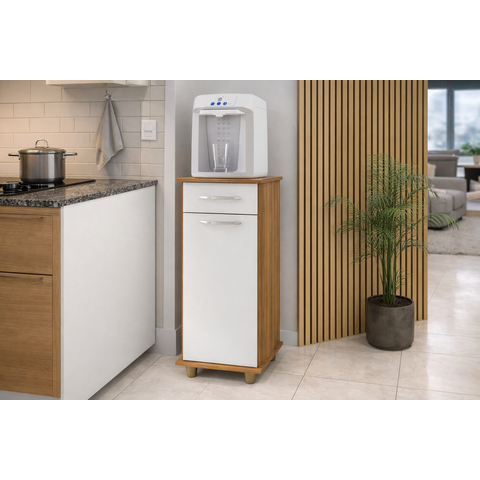 Balcão Compacto e Versátil Viena Home 1 Porta 1 Gaveta Fundo em Mdf:freijo