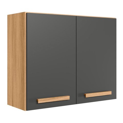 Armário Aéreo Intenza 80cm 2 Portas Freijó/chumbo - Nicioli
