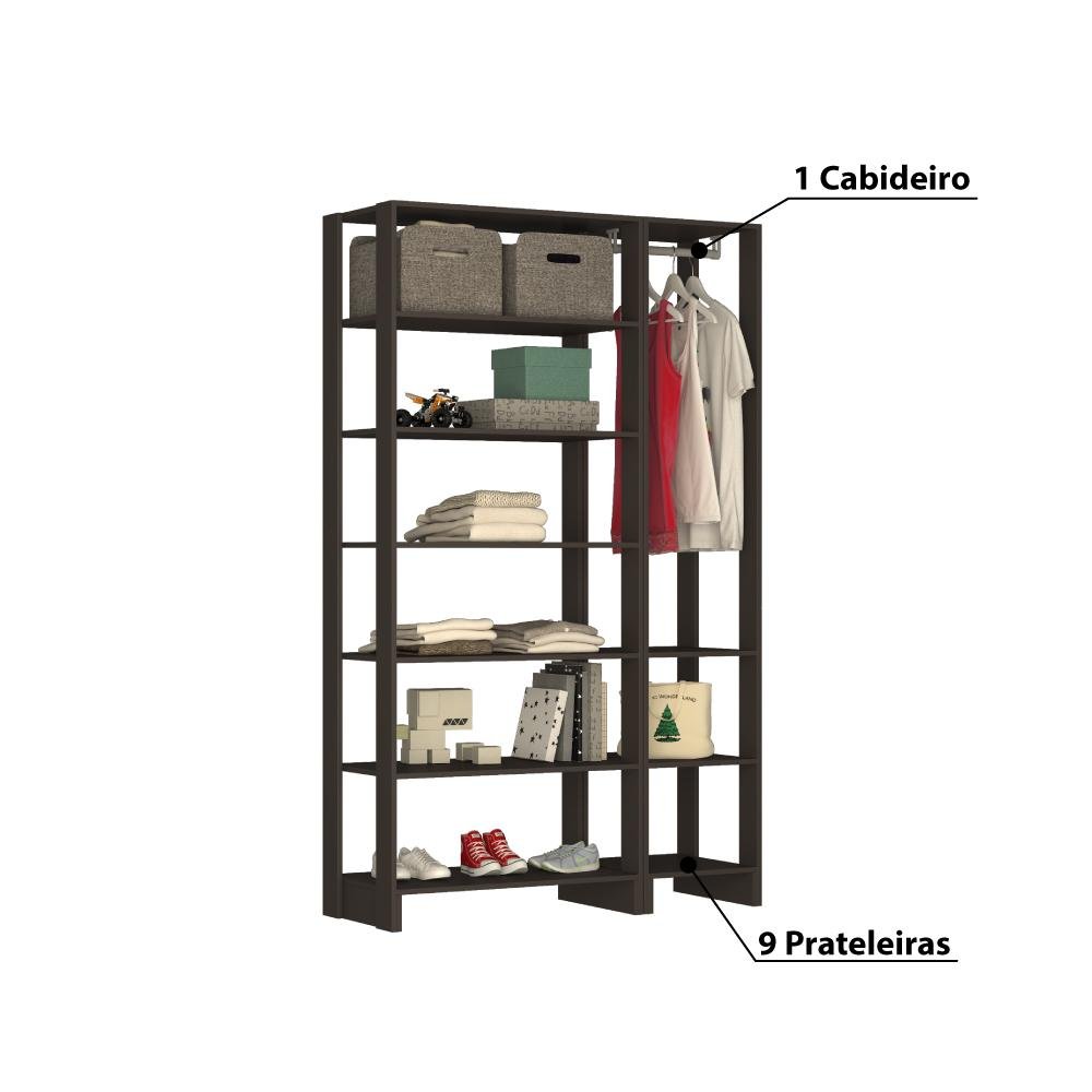 Estante Closet Yes 120cm com 9 Prateleiras - Grafite - 3