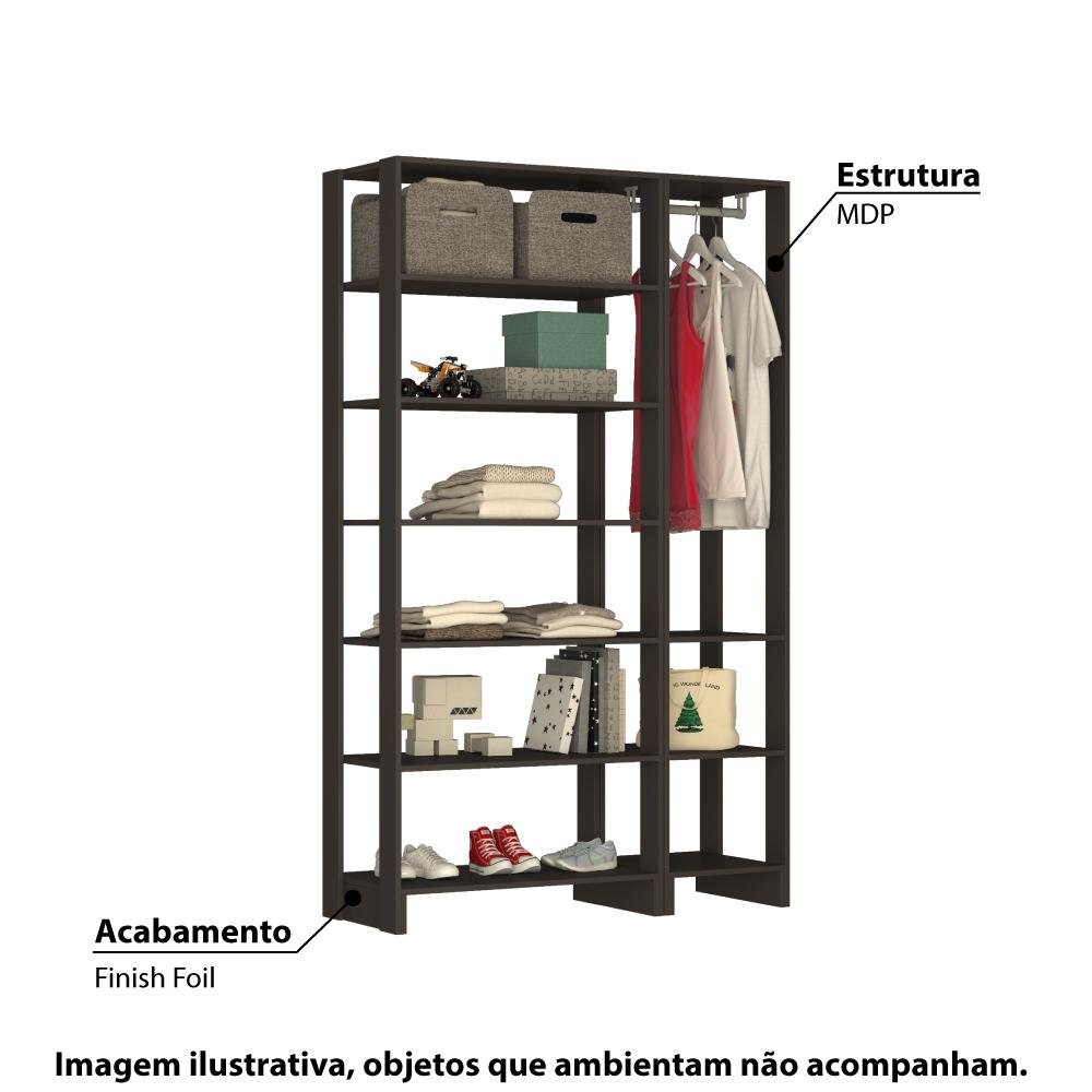 Estante Closet Yes 120cm com 9 Prateleiras - Grafite - 2