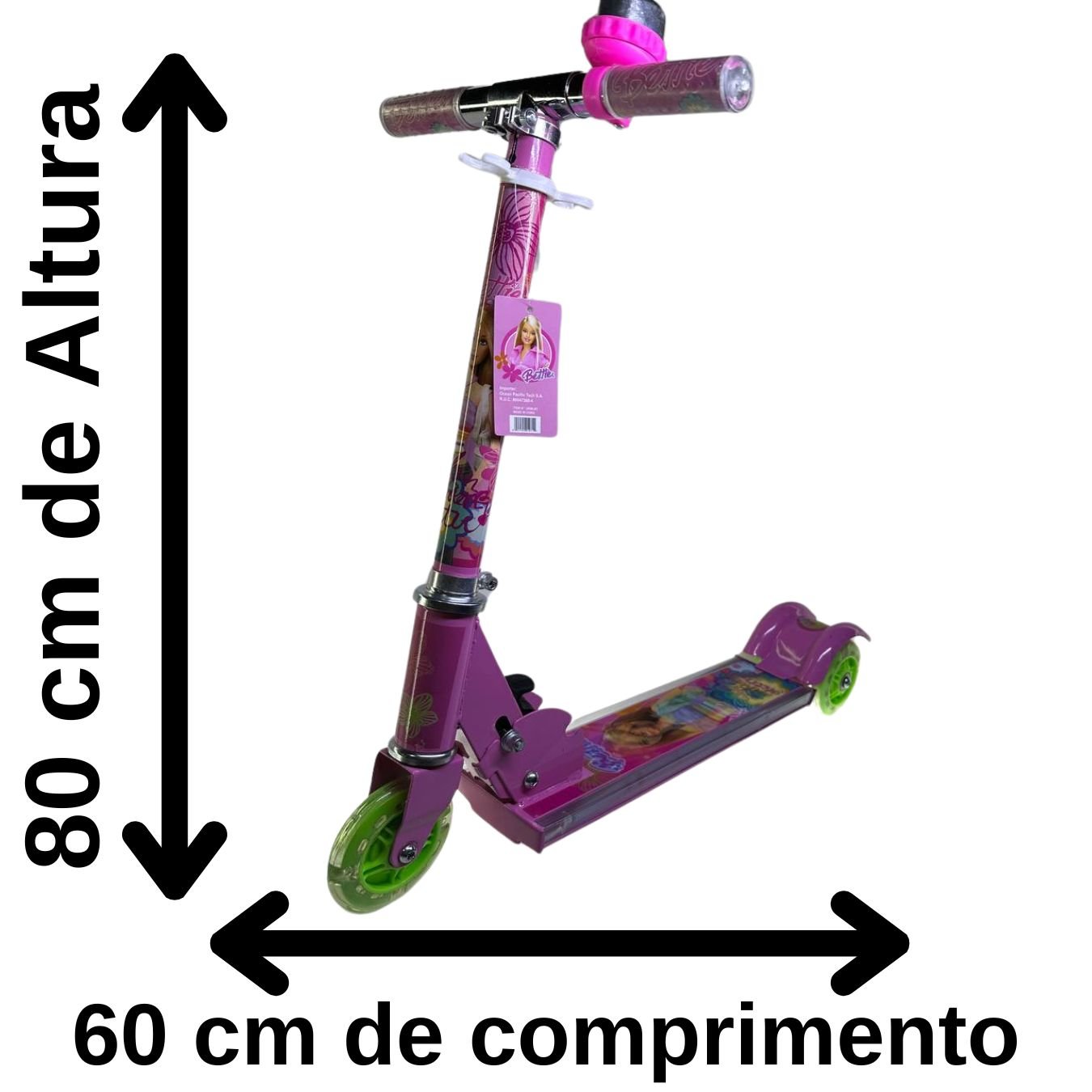 Patinete de Ferro 3 Rodas Barbie com Luz e Kit Proteção - 9