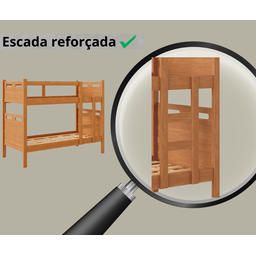 Beliche Cama Solteiro para Meninos Confortável Cor Nature - 4