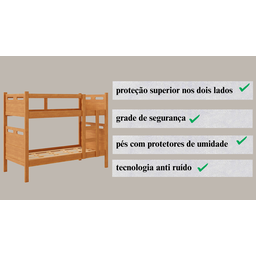 Beliche Cama Solteiro para Meninos Confortável Cor Nature - 3