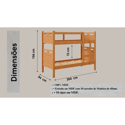 Beliche Cama Solteiro para Meninos Confortável Cor Nature - 2