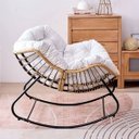 Ver imagem 2 de Poltrona de Balanço Off White com Estrutura Robusta e Almofada Removível