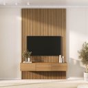 Ver imagem 1 de Rack com Painel Ripado TV 60 Polegadas Planejado 160x250cm Aruá CabeCasa MadeiraOriginals Marrom