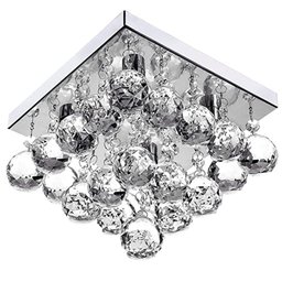 Lustre Para Sala Cristal Legítimo Base Aço Inox 20x20 Cm - 1
