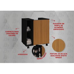 Gabinete De Banheiro Armário Para Pia De Coluna Preto Ripado - 5