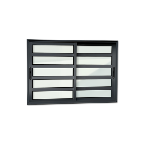 Janela Alumínio Elite c/Travessas 2 Folhas Moveis 100 x 150 V.Liso Preto Brimak