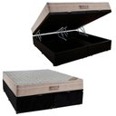 Ver imagem 1 de Cama Box Baú King Suede Bipartido + Colchão Ortobom Airtech Molas Ensacadas 65x193x203 Cor:preto