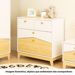 Cômoda Infantil Safari com 4 Gavetas - Branco/Natural - 6