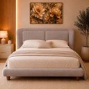 Ver imagem 1 de Cama Japonesa King Haru com Cabeceira Blind Veludo Amêndoa Sallar Home 210cm