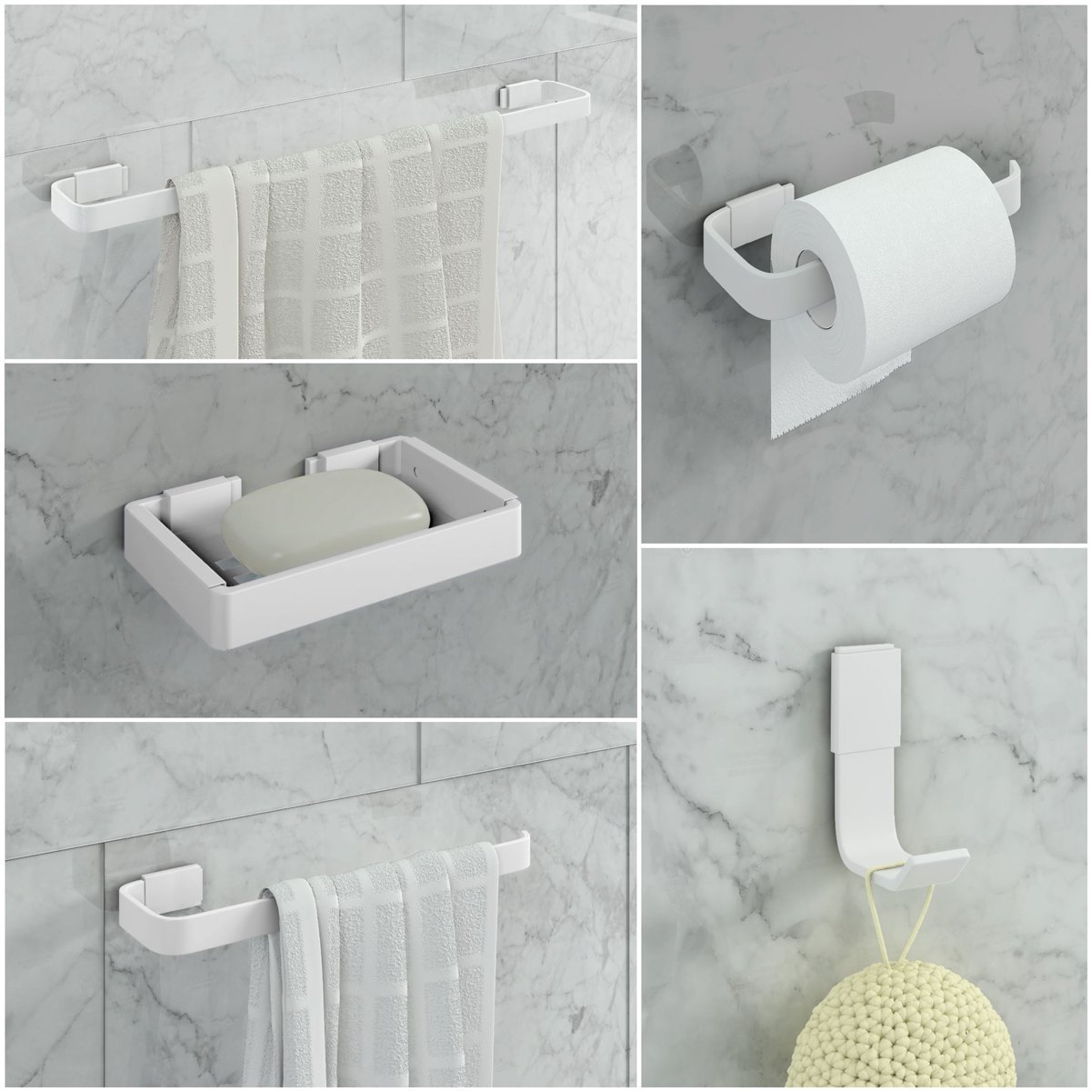 Kit de Acessórios para Banheiro 5 Peças Stander:branco