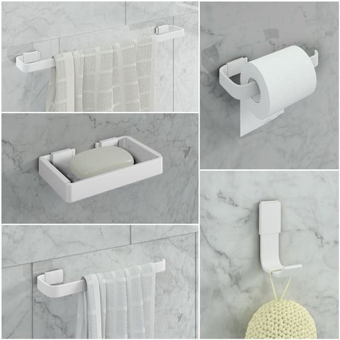 Kit de Acessórios para Banheiro 5 Peças Stander:branco