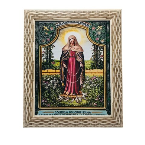 Quadro Nossa Senhora das Lágrimas com Moldura 30 cm x 25 cm FORNECEDOR 55 45 NS das Lágrimas - PP