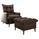Ver imagem 1 de Poltrona e Puff Montreal Veludo Light Milani Store Marrom