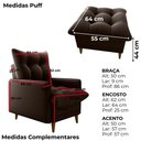 Ver imagem 4 de Poltrona e Puff Montreal Veludo Light Milani Store Marrom