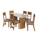 Ver mais imagens de Conjunto Sala de Jantar Mesa Tampo de Madeira Fidelitá Siena com 6 Cadeiras Freijó/Off-White/Linho