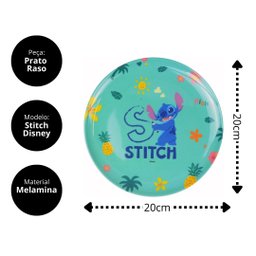 Prato Raso Refeição Infantil Melamina 20cm Stitch Disney - Tuut - 2