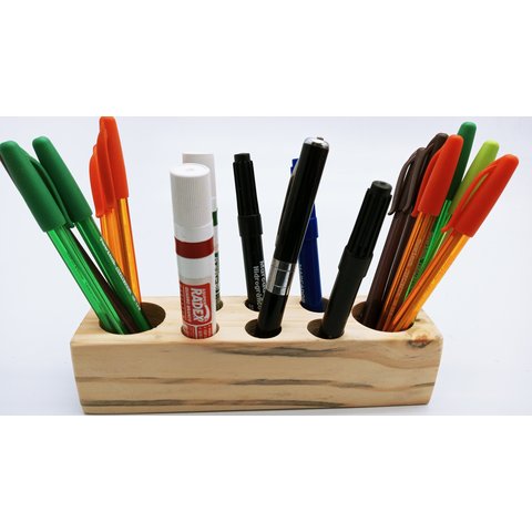 Porta Lápis e Caneta de Madeira Rustica