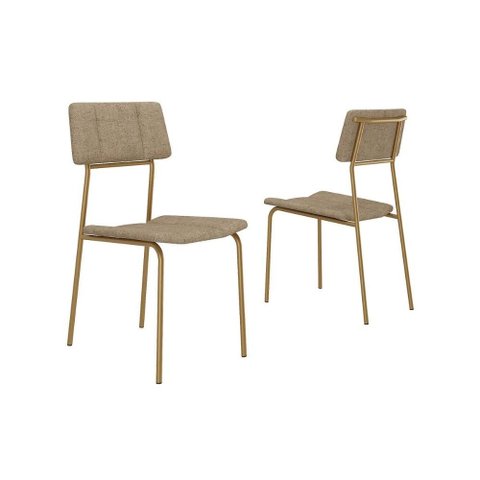 Cadeira Cozinha Carraro Lou 1742 Aço Kit 2 Uni Dourado/Branco