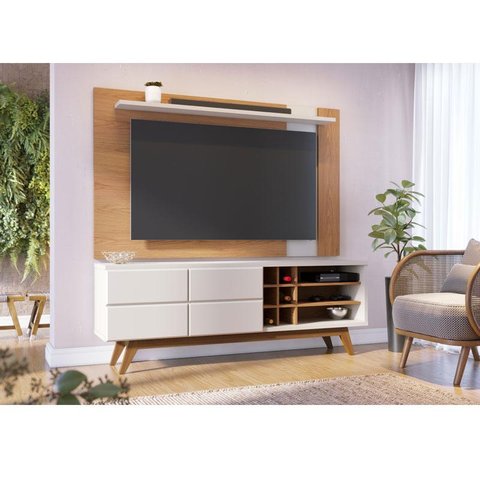 Rack Bancada Ambiente Noronha 1.8 e Painel para Tv Extensivo Leme Freijó Off White Matte – Colibri