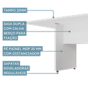 Ver imagem 5 de Mesa de Reunião Retangular 6 Lugares Pé Painel com Caixa Tomada 200x110cm Yescasa Branco