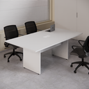 Ver imagem 1 de Mesa de Reunião Retangular 6 Lugares Pé Painel com Caixa Tomada 200x110cm Yescasa Branco