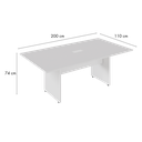 Ver imagem 3 de Mesa de Reunião Retangular 6 Lugares Pé Painel com Caixa Tomada 200x110cm Yescasa Branco