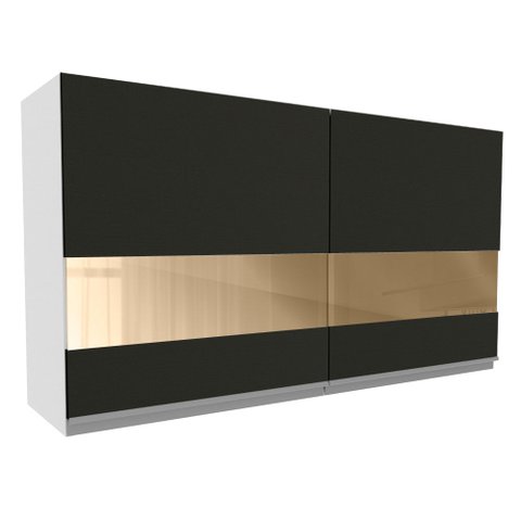 Armário Aéreo Madesa Glamy 120 cm 2 Portas com Vidro Branco/Preto Cor:Branco/Preto